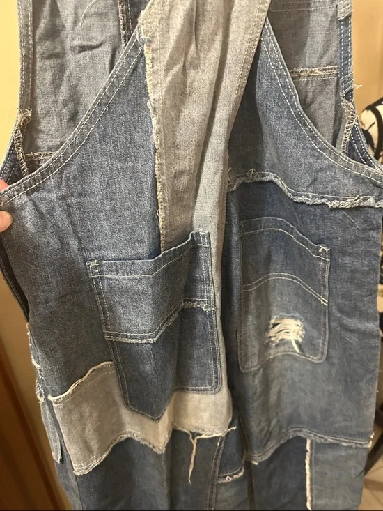 Free People Patchwork Denim crossover Overalls - Blue - Picture 6 of 8